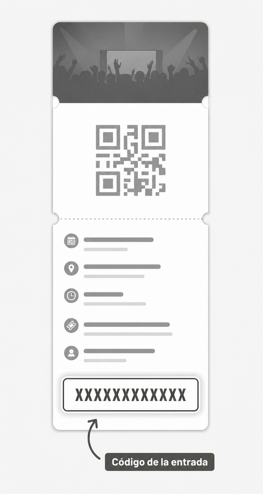 El código está debajo del código QR en la entrada